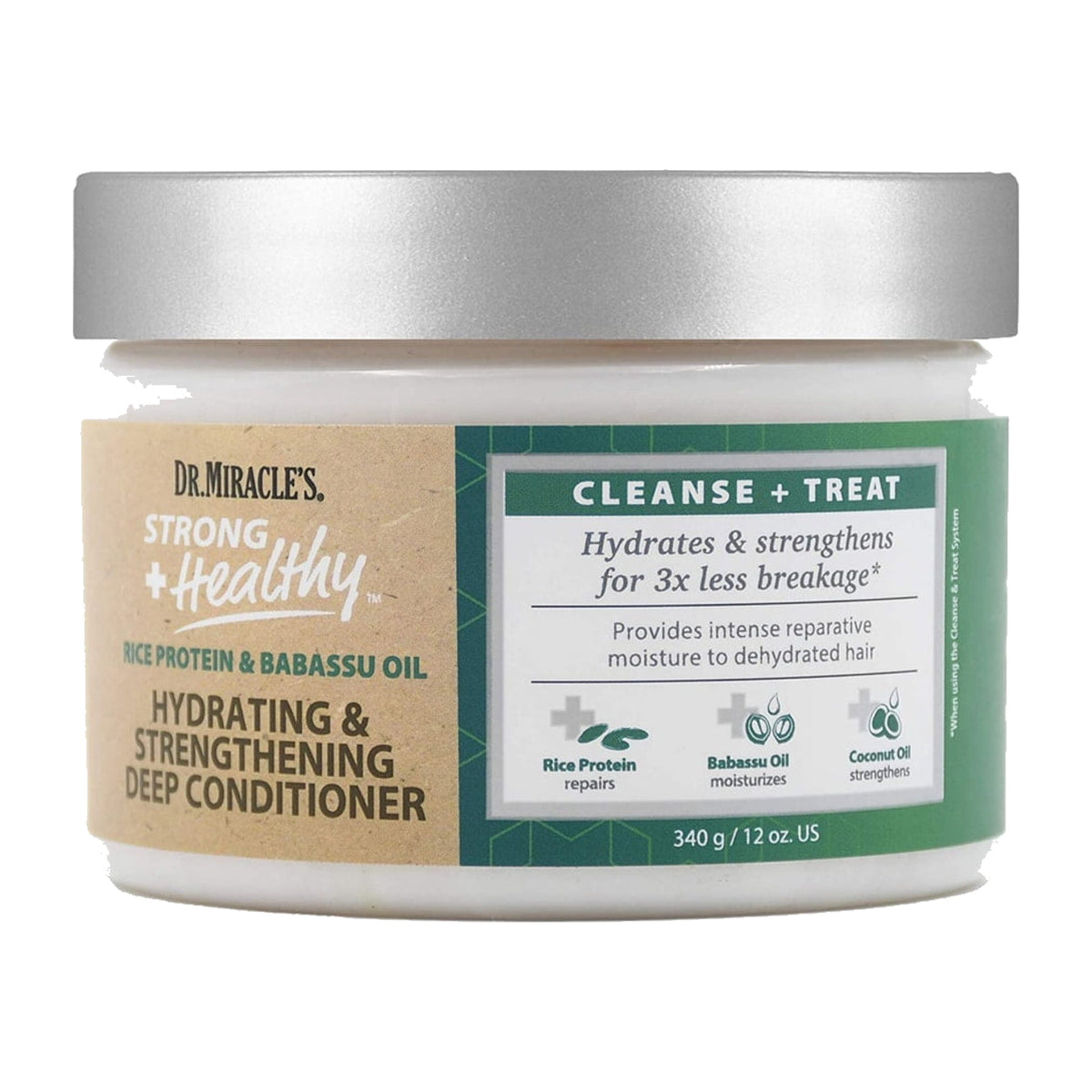 Dr. Miracle's Strong + Healthy Hydrating & Strengthening Deep Conditioner – 12 oz product image on white background