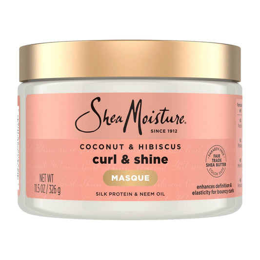 SheaMoisture Coconut & Hibiscus Curl & Shine Hair Masque – 12 oz product image on white background