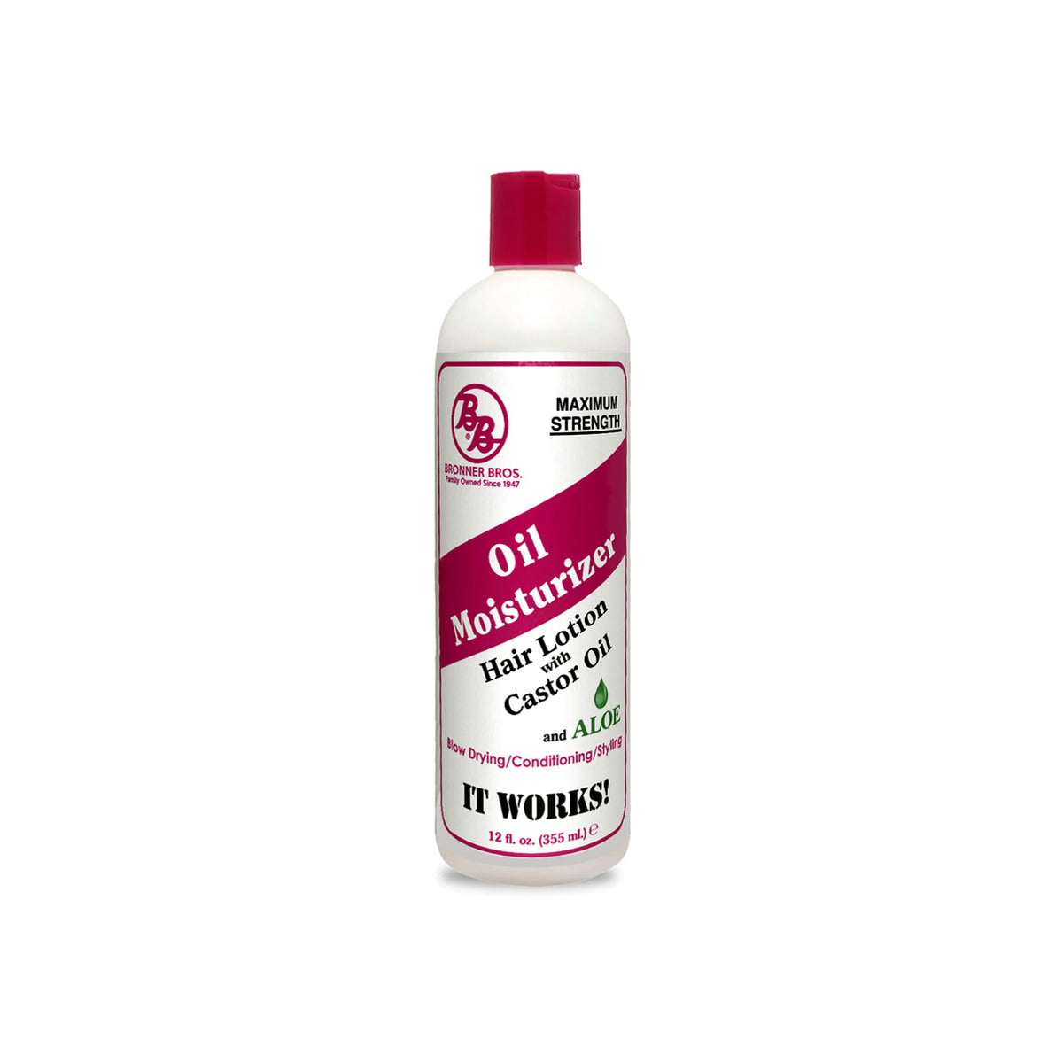 Bronner Bros BB Oil Moisturizer Hair Lotion with Castor Oil & Aloe – 12 oz product image on white background