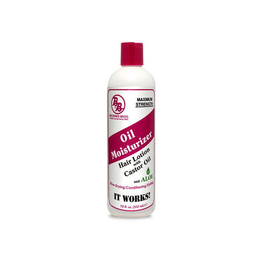 Bronner Bros BB Oil Moisturizer Hair Lotion with Castor Oil & Aloe – 12 oz product image on white background