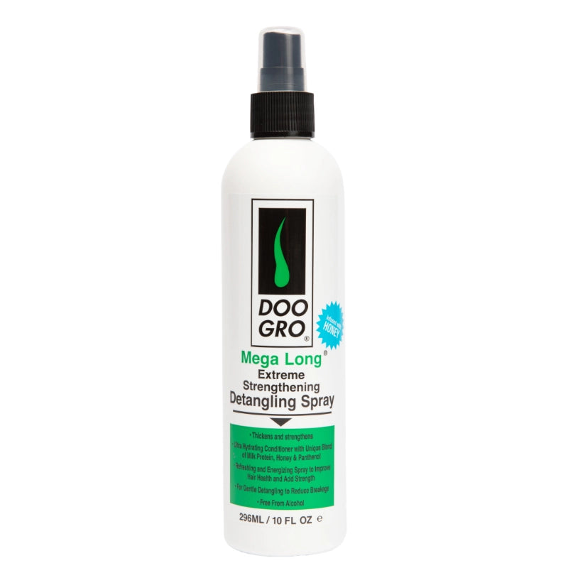 Doo Gro Mega Long Extreme Strengthening Detangling Spray 10 oz bottle on white background