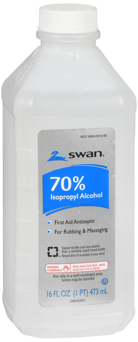Swan 70% Isopropyl Alcohol 16 fl oz bottle on white background