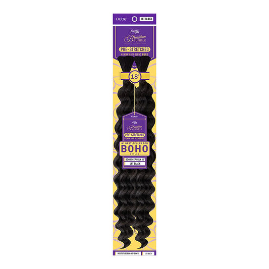 Outre Purple Pack Brazilian Bundle Pre-Stretched Boho Deep Bulk – 18″ – 1 – Jet Black – one retail package