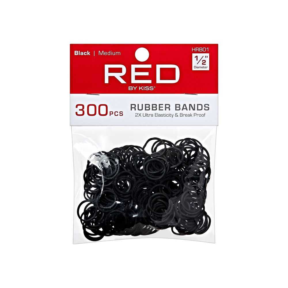 RED by Kiss Black Rubber Bands – Medium – 300 Count product image