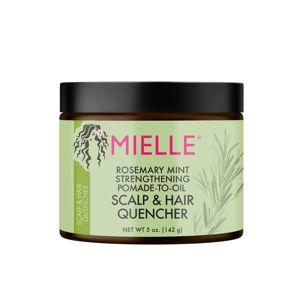 Mielle Rosemary Mint Pomade-to-Oil Scalp and Hair Quencher 5 oz jar on white background