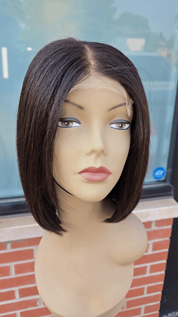 Virgin Plus+ Glueless 5x5 HD Invisible Lace Front 10" BOB Wig w/ Bleached Knots - Color 1B, Straight
