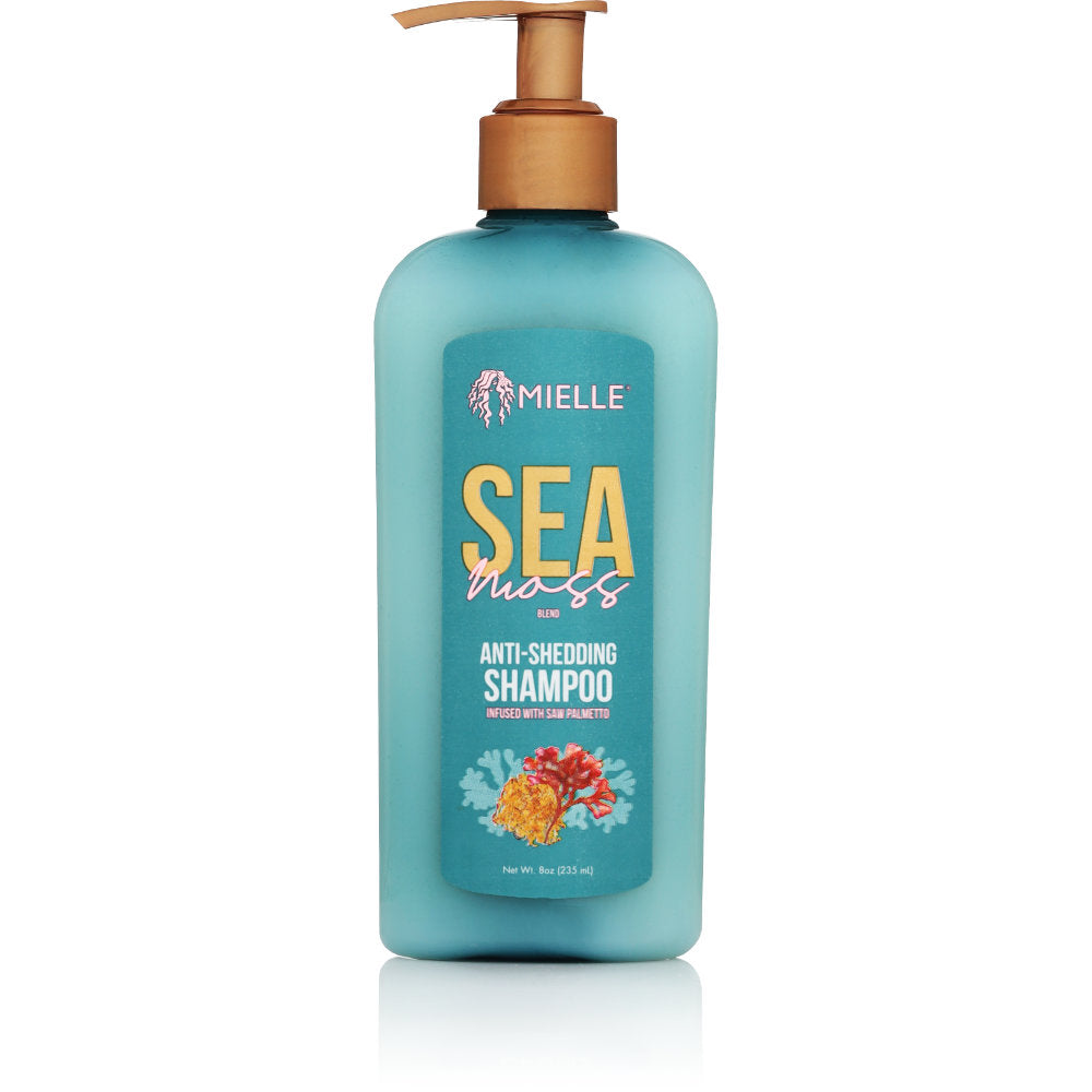 Mielle Sea Moss Shampoo 8 fl oz pump bottle on white background