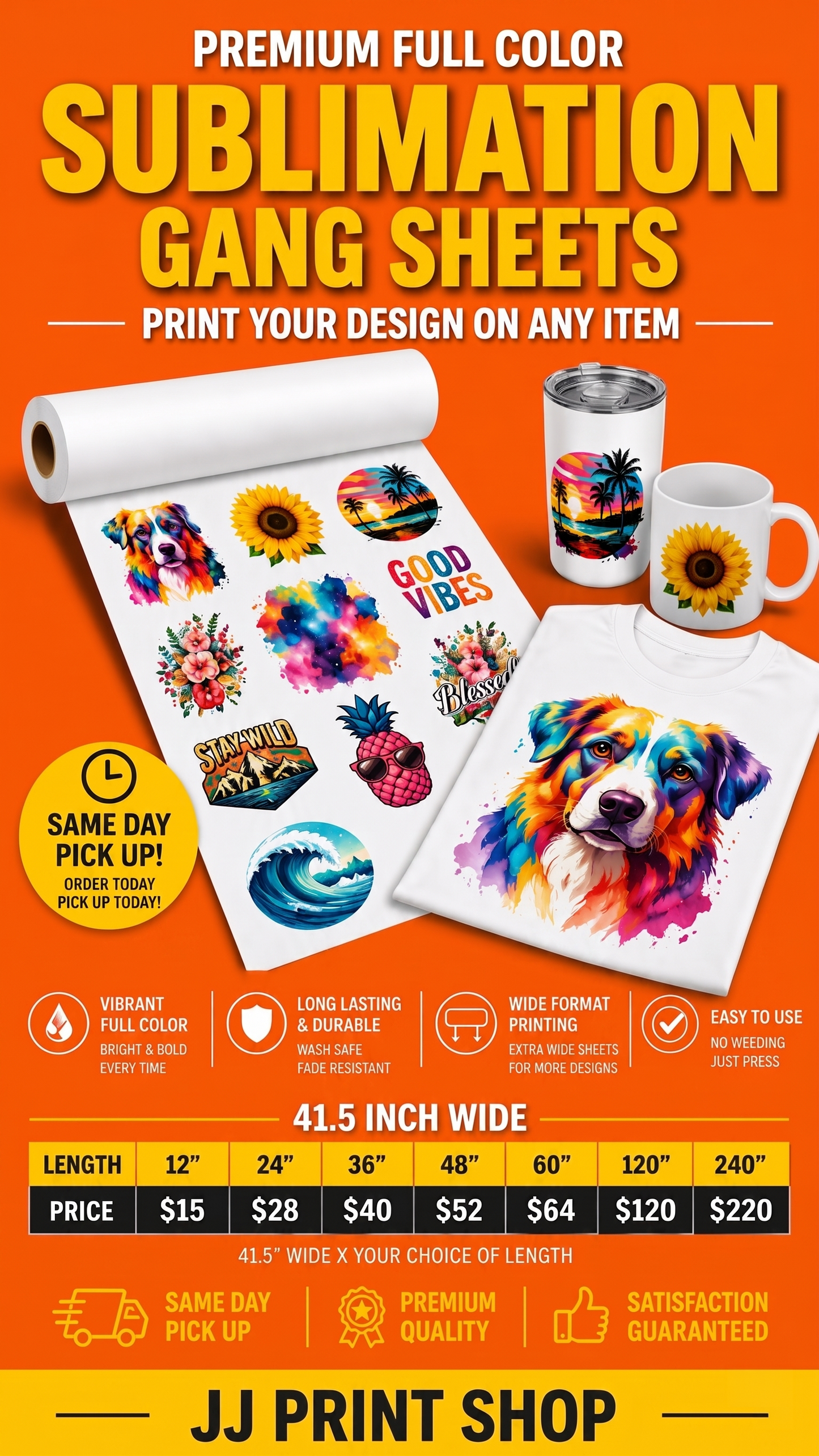 Build Your Own Sublimation Gang Sheet 41.5 INCHES (Same-Day Available)