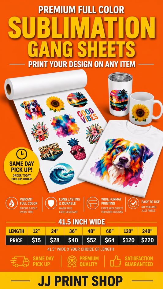 Build Your Own Sublimation Gang Sheet 41.5 INCHES (Same-Day Available)