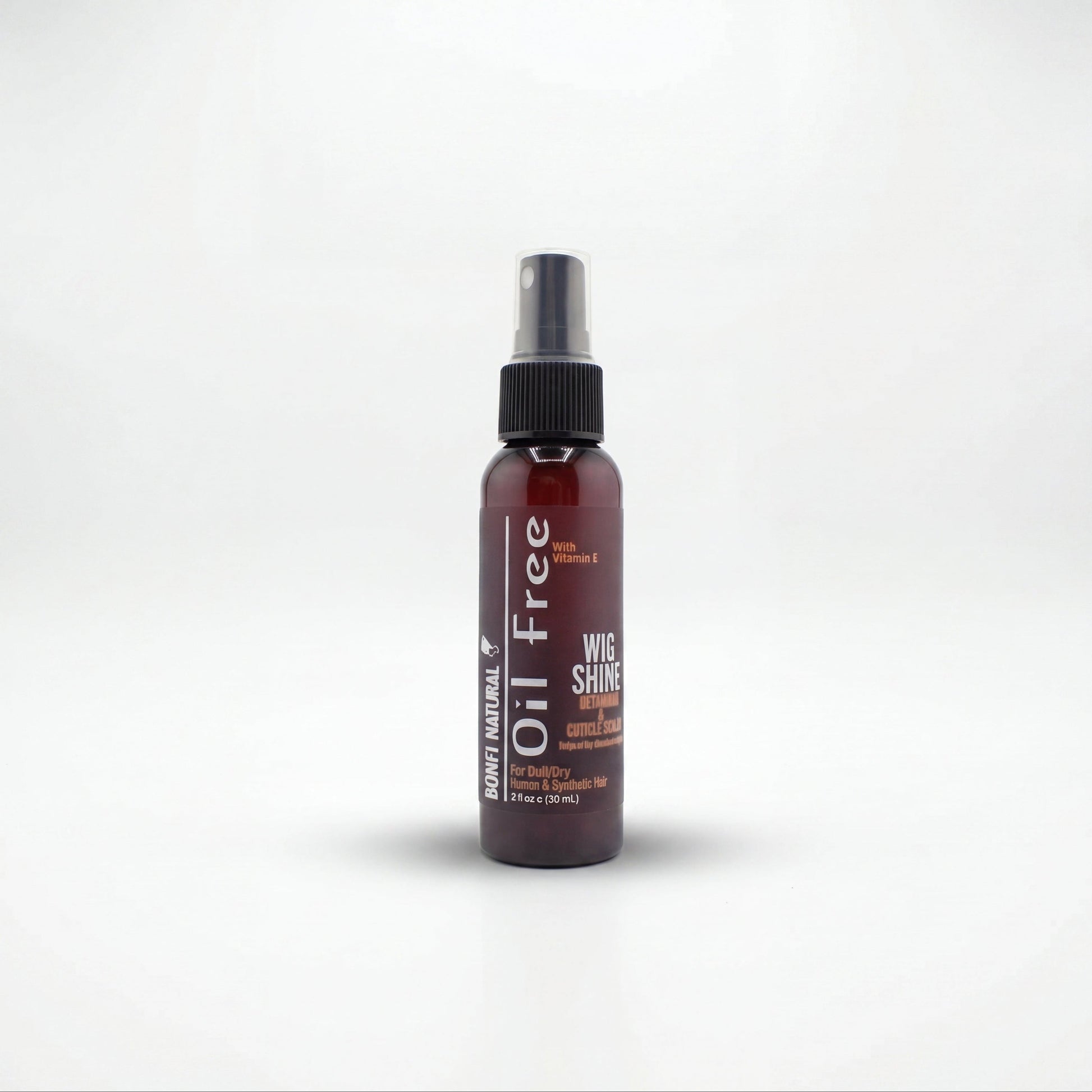 Bonfi Natural Oil-Free Wig Shine Detangler and Cuticle Sealer 2 fl oz spray bottle on white background