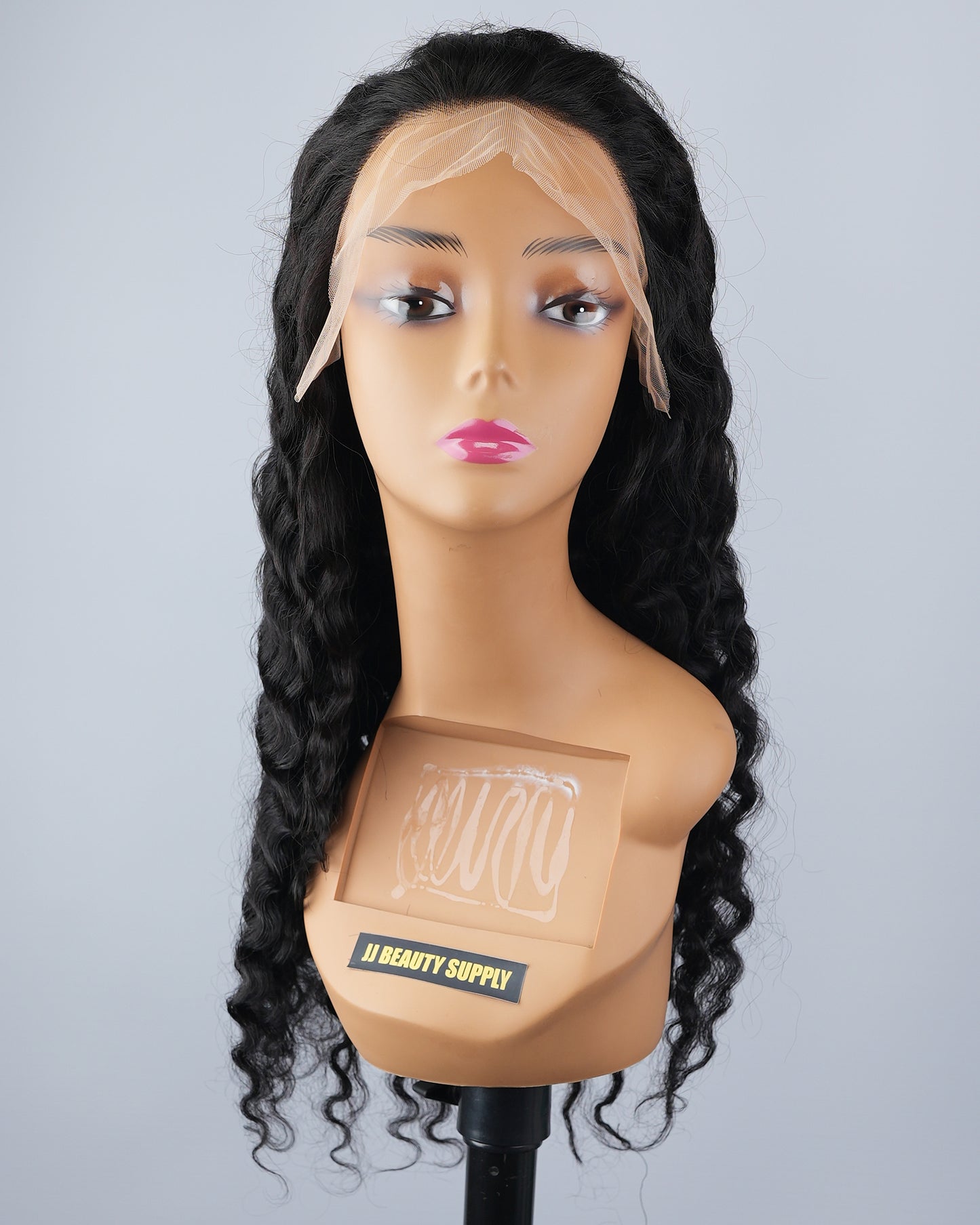 24 INCH Loose Deep 13"x4" Transparent Lace Unprocessed Human Hair Glueless Frontal Wig (Natural Black)