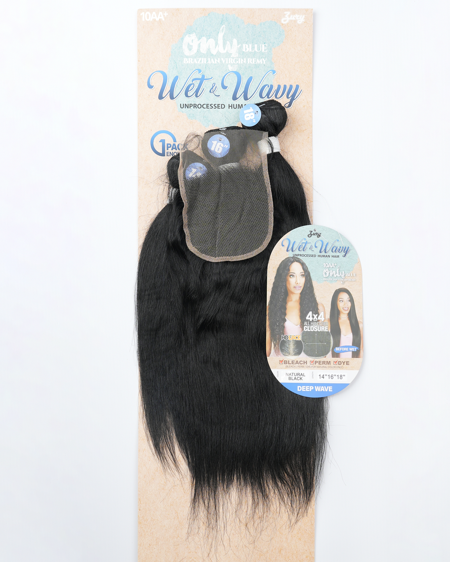 WET & WAVY 3 Bundles + 4x4 Free Part Closure Unprocessed Human Brazilian Virgin Hair (Deep Wave)
