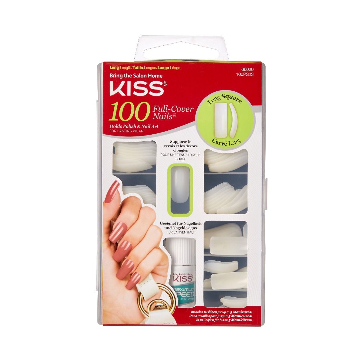 KISS 100 NAILS - ACTIVE LONG SQUARE 100PS23