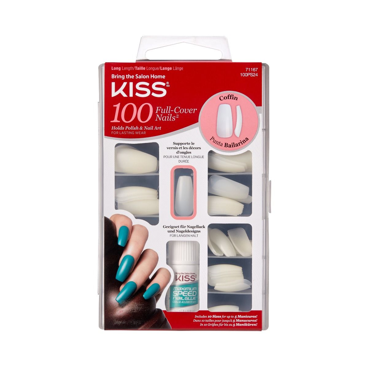 KISS 100 NAILS - ACTIVE LONG SQUARE 100PS24