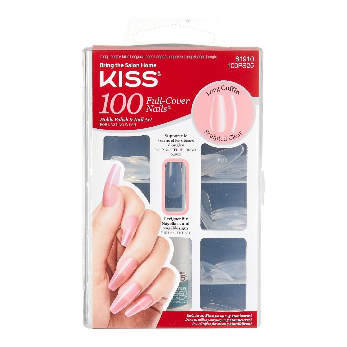 KISS 100 NAILS - SCULPTED CLEAR 100PS25