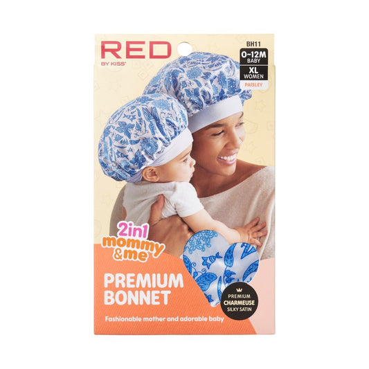 Red by Kiss Mommy & Me Satin Premium Bonnet 0~12MTH & XL